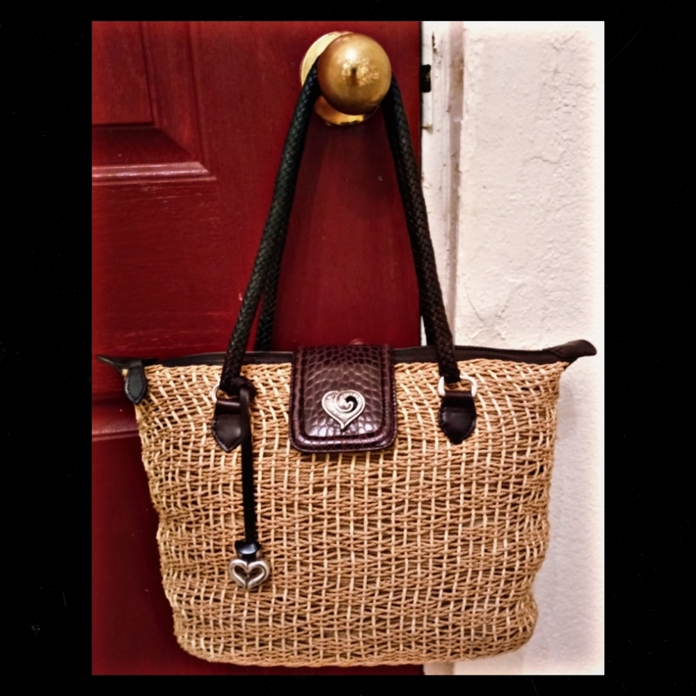 Brighton Straw and Leather Shoulder Purse Handbag